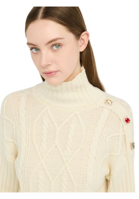 Dolcevita in lana con bottoni gioiello BEIGE CHIARO Liu Jo | MF5425MS04020304